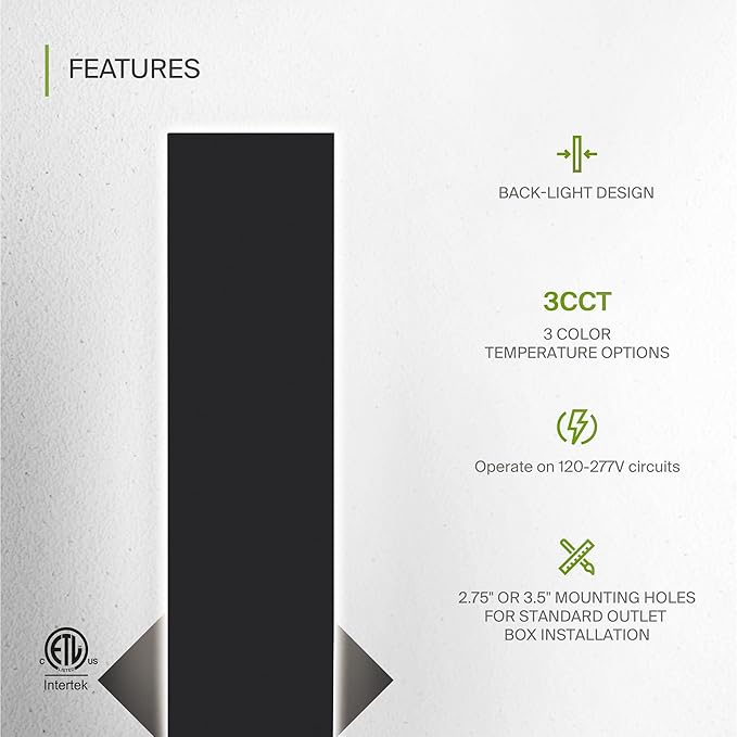 ASD LED 48" Long Wall Mount Light Fixture, Outdoor & Indoor Linear Sconce | 3CCT, Dimmable, Waterproof, Anti-Rust, ETL Listed | 36W 2200LM 3000-5000K 100-277V | Exterior Porch Lighting | Black