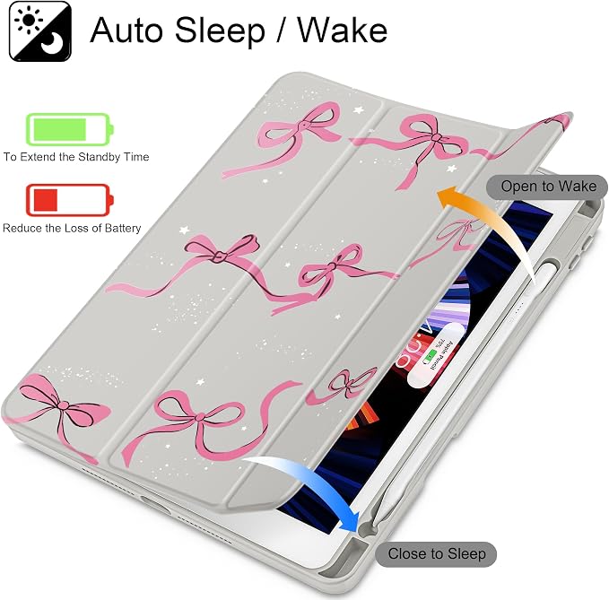 May Chen for iPad 9th Generation with Pencil Holder iPad 8th/7th Gen Case 10.2-inch [Penceil Holder] Trifold Stand Auto Wake/Sleep Clear TPU Protection Back Cover Ballet Shoes