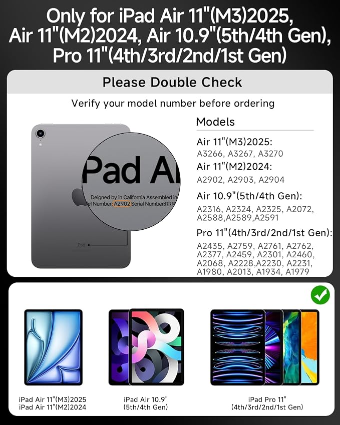 360°Rotation Bluetooth Keyboard Case for iPad 11th Gen（A16）10th 10.9 inch | iPad keyboard case 11/10th generationTouchpadKeyboard Battery Level Visualization360° rotateand 180° flip7-color backlit