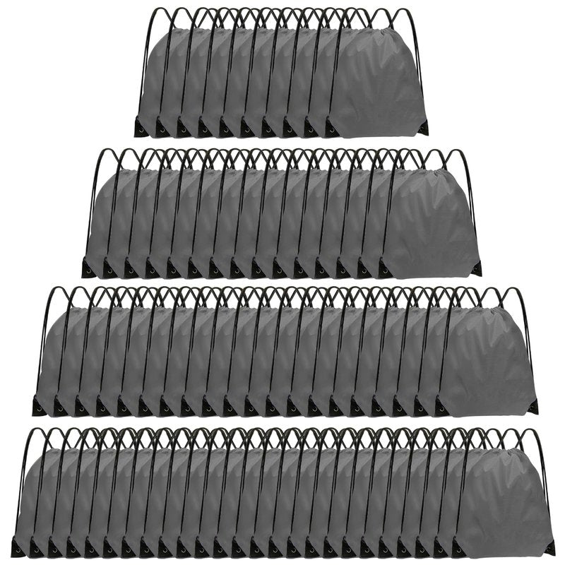 Grneric Drawstring Backpack Bulk 70Pcs String Backpack Drawstring Bags Cinch Bag Sackpack for Men Women Gym(Grey)