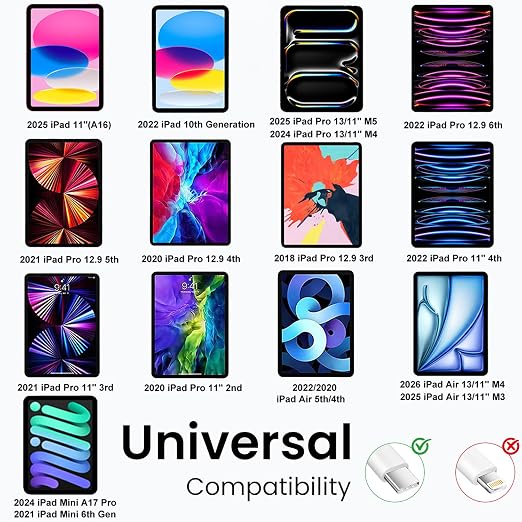 iPad Fast Charger10ft Long iPad Charger Fast Charging20W USB C Charger | Charging Cable Cord for Apple iPad A16 11th/10th GenerationiPad Pro 13/12.9/11 inchiPad Air 13/11 M4/M3/M2/5th/4thMini 6/7