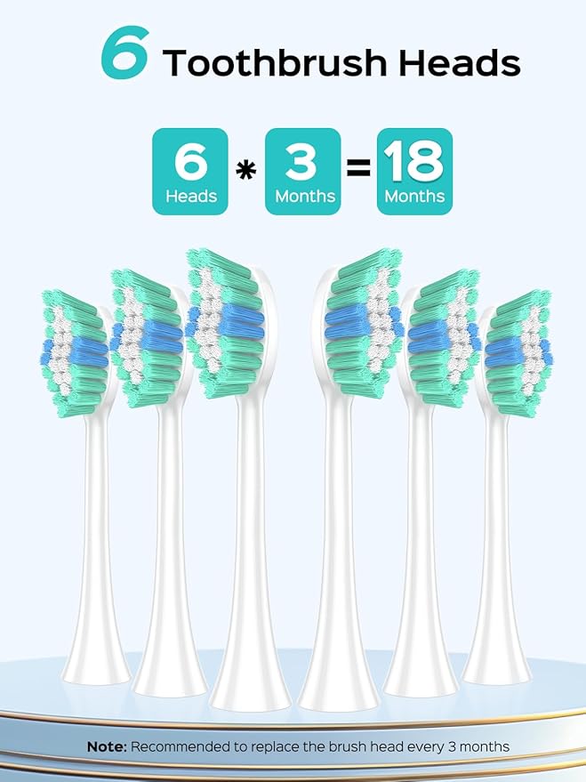 COSLUS Sonic Electric Toothbrush for Kids & Adults: 47000 VPM for Deep Cleaning & Whitening with Travel Case - 5 Modes for Sensitive Teeth & Braces, Wireless Charging, 6 Brush Heads, Green (1PC)