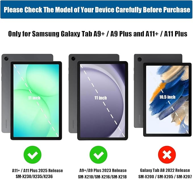 BMOUO Kids Case for Samsung Galaxy Tab A11+ Plus 11” 2026/A9+ Plus 2023 11 inch Tablet with Screen Protector Shockproof Lightweight Stand Handle Galaxy Tab A11 Plus/A9 Plus Case for Kids Black