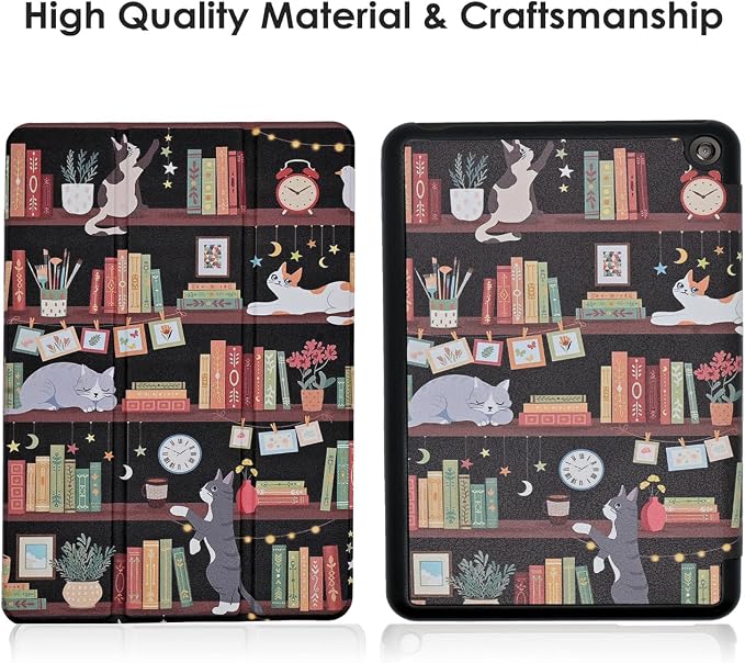 Case for All-New Fire 7 Tablet (12th Generation 2022 Release) Book Reading Lovers Gifts Lightweight PU Leather Stand Protective Cover with Auto Sleep Wake
