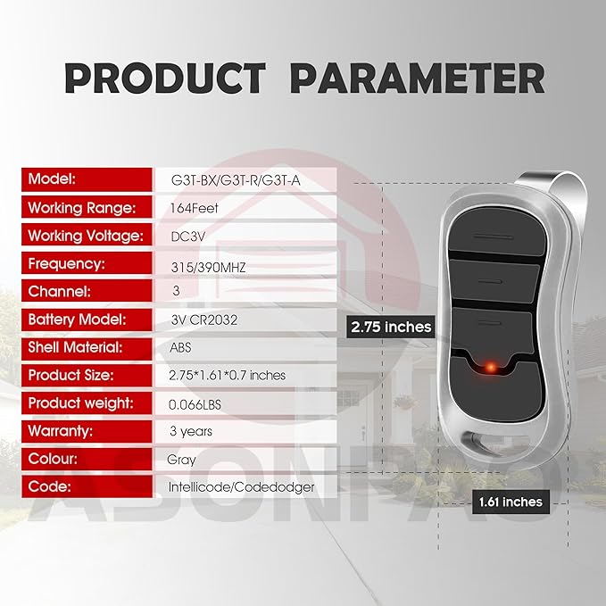 2 for Genie Garage Door Opener Remote G3T-A G3T-R G3T-BX Intellicode【10-Years-Warranty】