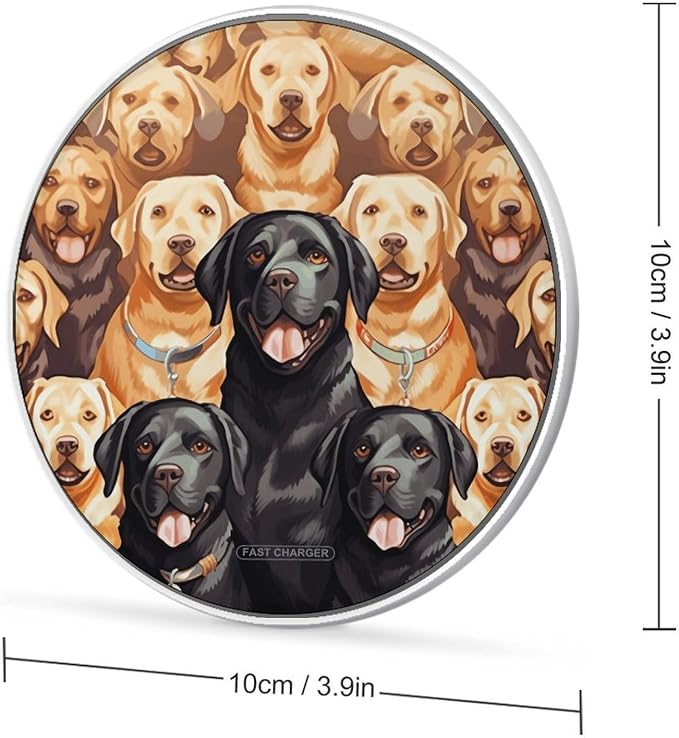 Labrador Retriever Dogs Wireless Charger Fast Charging Pad | Anti-Slip Qi Certified Wireless Charging Pad for All Phones with Wireless Charging Function for Home Office Travel