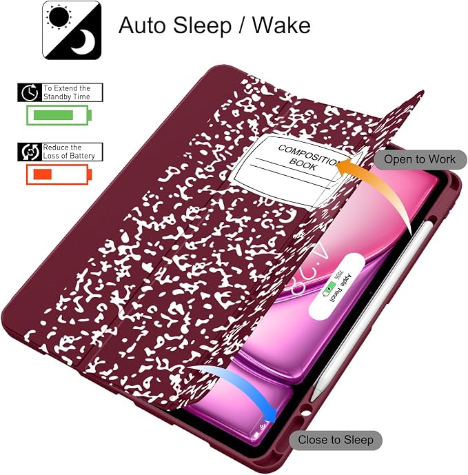 Soke Case for iPad Air 13 Inch (M4/M3/M22026-2024) iPad Pro 12.9 6th/5th Generation with Pencil Holder(2021 2022 Release)-[Apple Pencil Charging + Auto Wake/Sleep] Soft Back Cover Book Black