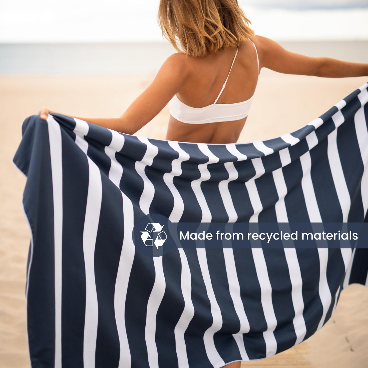 SummerSand Microfiber Beach Towel Extra Large (79 x 39.5 in) - Quick Dry, Sand Free - Compact and Lightweight for Travel - Recycled Materials - Travel Bag Incl - Oversized Pool Towel – Deep Blue