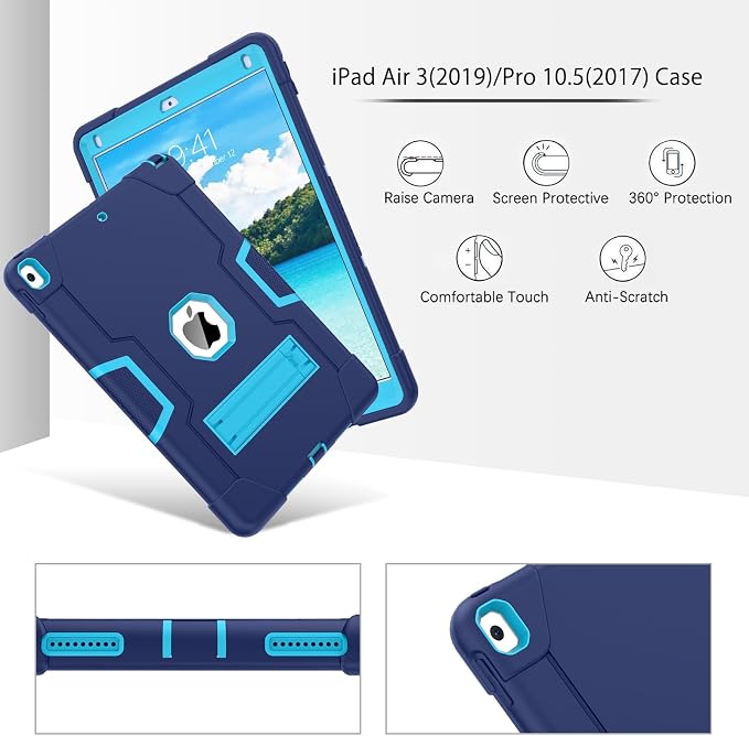 BENTOBEN for iPad Air 3 2019 Case iPad Pro 10.5 2017 Case 3 Layers Heavy Duty Rugged Shockproof Kickstand Sturdy Protective Tablet Cover for iPad Air 3rd Generation/iPad Pro 10.5 2017 Black