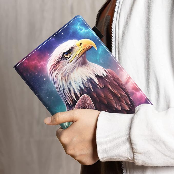 Case for Amazon Kindle Fire HD 8/Fire HD 8 Plus Tablet (12th/10th Generation 2024/2022/2020 Release) - PU Leather Folio Cover with Smart Auto Wake/Sleep Bald Eagle