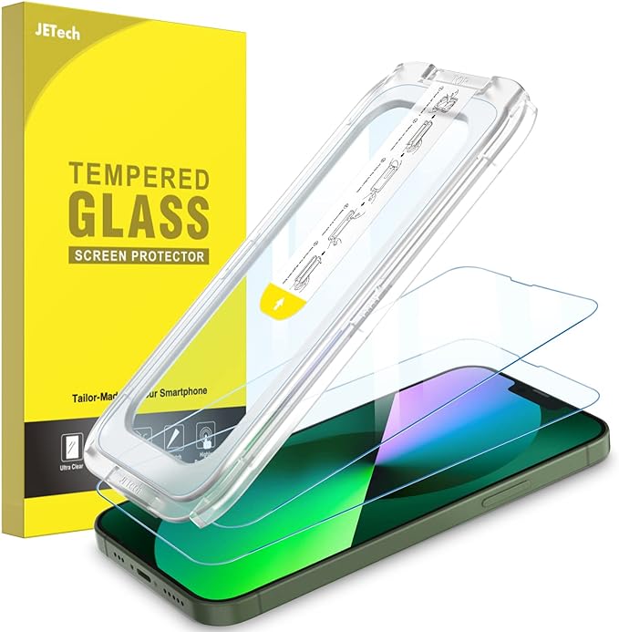 JETech One Touch Install Screen Protector for iPhone 11/XR 6.1-Inch Full Coverage Tempered Glass Film Auto Alignment Tool Kit HD Clear 2-Pack