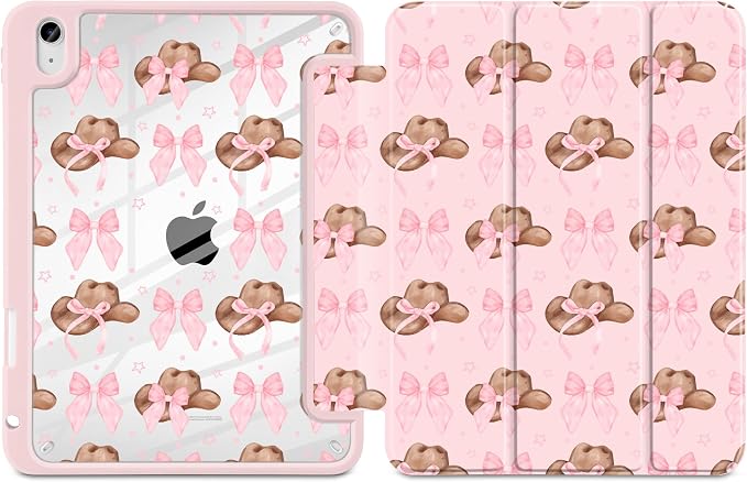 Case for iPad (A16) 11th Generation 11 inch 2025 /iPad 10th Gen 10.9 2022 - Aesthetic Cute Preppy Design Trifold Cover with Soft TPU Bumper Clear Back Auto Sleep/Wake Waves