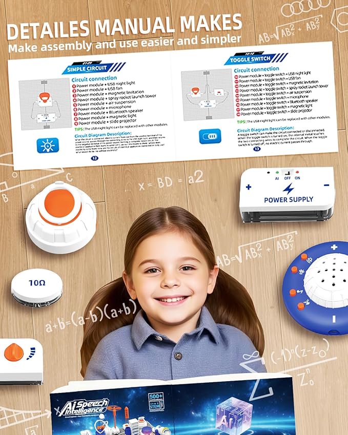 Science STEM Kits for Kids, Electronics Exploration Kit, 66 Pcs DIY Circuit Parts, Over 1200 Projects, STEM Educational Toy Gifts for Kids Boys Girls Ages 3 4 5 6 7 8 9 10 11 12, Color Project Manual