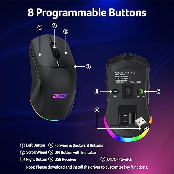 Acer USB Hub Bundle with Dual Mode Gaming Mouse