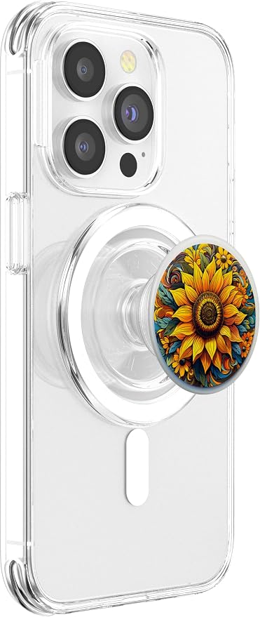 Mandala Geometric Watercolor Sunflower Pattern Floral Women PopSockets PopGrip for MagSafe