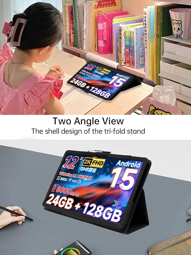 Case for SVITOO P108 Tablet 12 inch，WUNIAK Premium Leather Business Folio Stand Cover for SVITOO P108 Tablet 12 inch with Hand StrapBlack