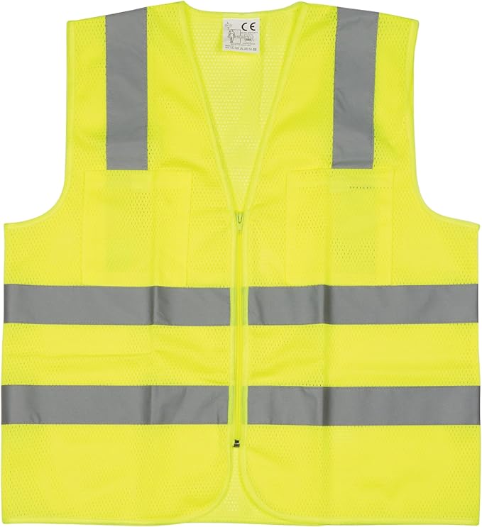 Performance Tool W1580 High-Visibility Reflective Safety Vest, Chest Pockets, Zip Closure, Neon Yellow
