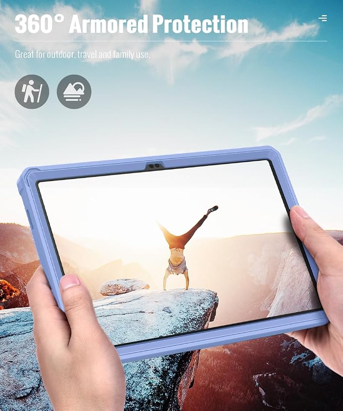 MoKo Shockproof Case Fit Samsung Galaxy Tab A11+ Plus/ A9+ 11 Inch | Full Body Rugged Stand Back Cover with Built-in Screen Protector for Galaxy Tab A11+/ A9+ Tablet Light Gray