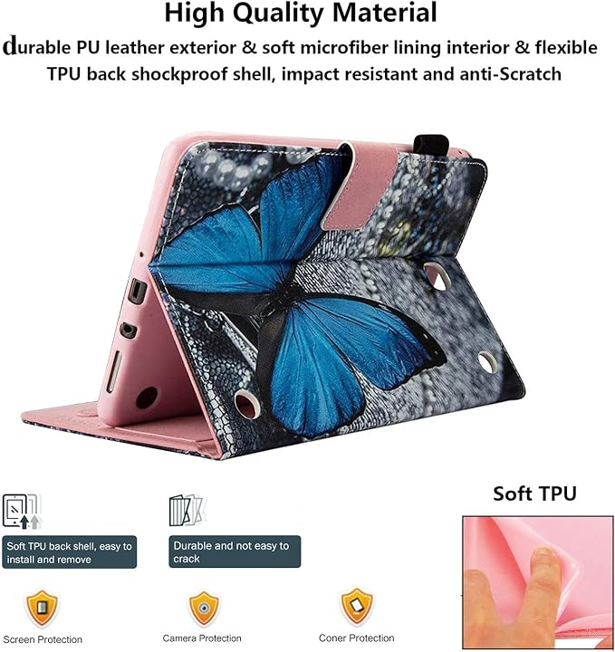 Case for Samsung Galaxy Tab A 8.0 inch Tablet Case 2015 (Model SM-T350/T355/P350/P355) with Pencil Holder [Auto Sleep/Wake] Stand Folio PU Leather Shockproof Cover Magnetic Smart WalletNight