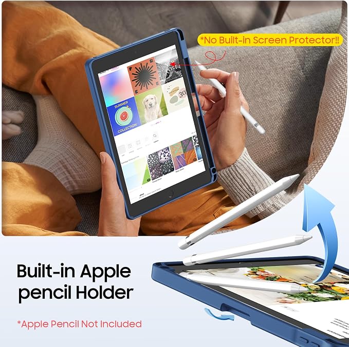 Fintie Shockproof Case for iPad 9th / 8th / 7th Generation 10.2 Inch | Slim Frosted Hard Back Cover Multi-Angle Viewing Built-in Kickstand &amp Pencil Holder Anti-Scratch Black