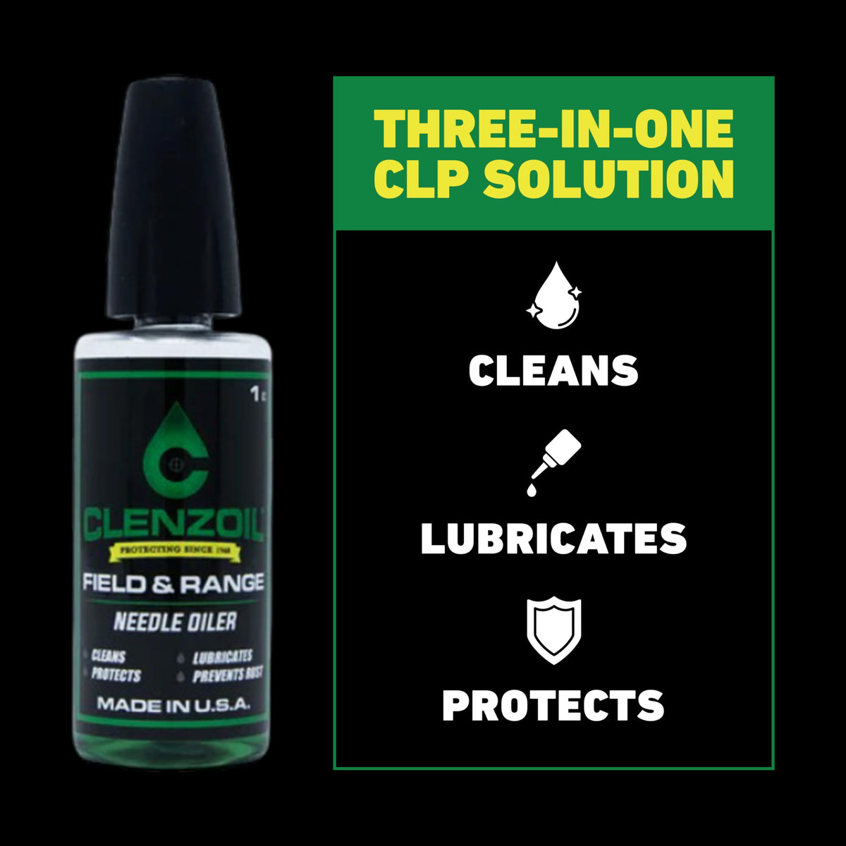 Clenzoil Field & Range Gun Cleaner Lubricant Protectant [CLP] Needle Oiler | Gun Cleaner + Lube in One | 1oz. Bottle of Gun Oil w/Steel Precision Needle Oiler Tip
