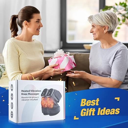 NORTHERN BROTHERS Heated Knee Massager - Knee Massager with 3 Vibration Modes and 3 Heat Levels, Gifts for Women Men, Cordless Portable, Travel and Workout Relaxing