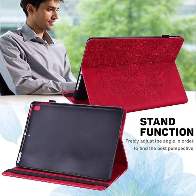 for Apple iPad 10.2 Case 9th/8th/7th Generation Cover (2021/2020/2019) with Auto Wake/Sleep Ultra Thin Lightweight Trifold Stand Folio PU Leather &amp Hard Back Hybrid Cover Almond Blossom