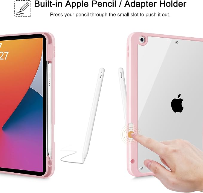 Tuiklol for iPad 10.2 inch 9th / 8th / 7th Gen 2021 2020 2019 Release Case | Built in Pencil Holder - TPU Protection Trifold Stand Stand Clear Back Tablet Cover With Auto Wake/Sleep Blue berries