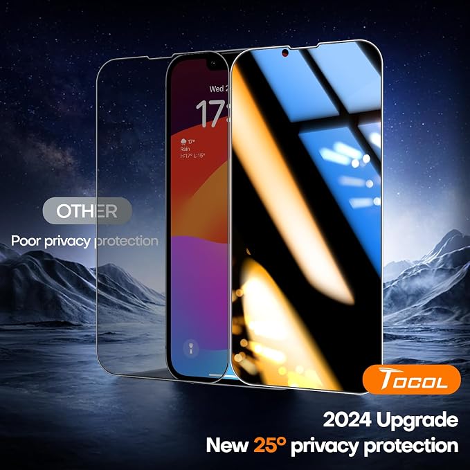 TOCOL for iPhone Air Screen Protector 9H Hardness Military Grade Shatterproof HD Tempered Glass Full Coverage Easy Installation 2 Pack