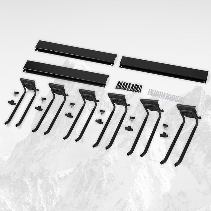 Clamping Garage Wall Organizers, 48inch Wall Mount Folding Chair Rack, Heavy Duty Garage Tool Organization, Shovel Hangers Yard Tool Hook, Hold Up to 420lbs (48Inch Black)