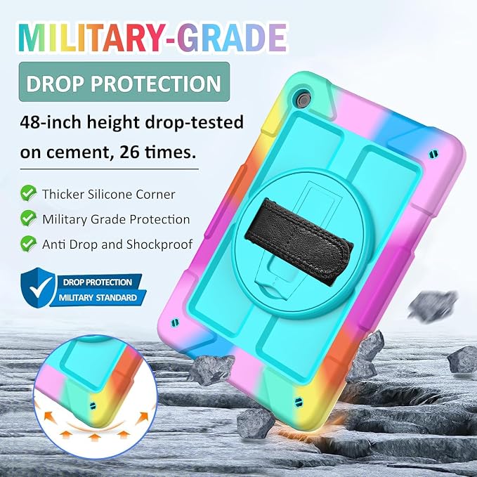 BMOUO for Samsung Galaxy Tab A9+ Plus Case 11 2023 (SM-X210/X216/X218) Shockproof Galaxy Tab A9 Plus Case with Rotating Stand and Hand/Shoulder Strap Black