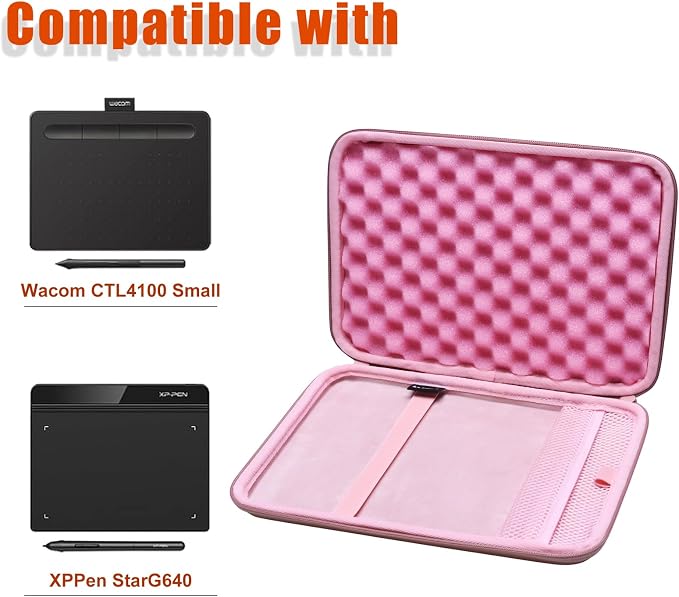 LTGEM Tablet Case for Wacom Intuos Small Graphics Drawing Tablet fits Model # CTL4100 or XPPen Graphics Tablet fits Model # StarG640 (Black)