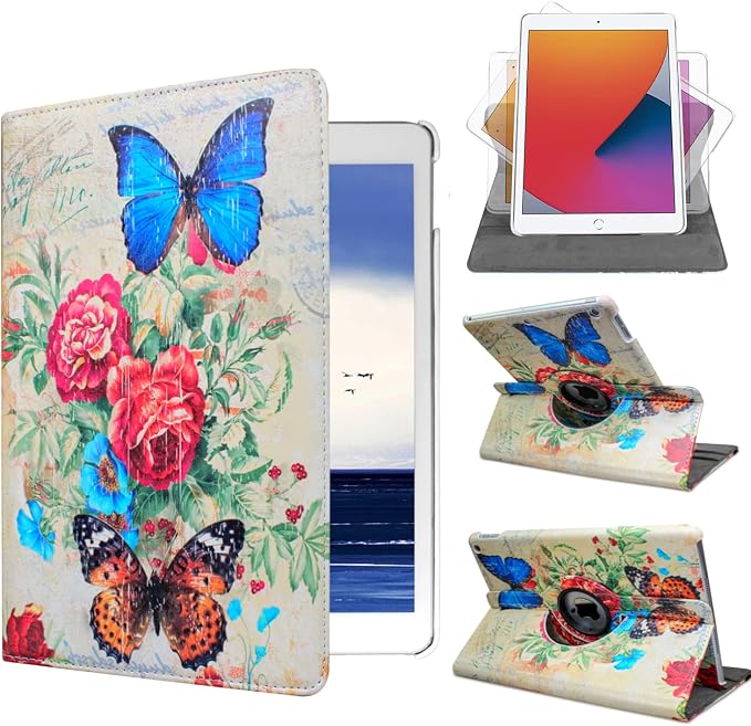 Case for ipad pro 12.9 inch 2nd &amp 1st Generation Old Model 2017/2015 MP6G2LL/A MQDA2LL/A MPLL2LL/A ML0F2LL/A ML3K2LL/A ML0N2LL/A ML0R2LL/A with Rotating Stand Auto Sleep/Wake (Blue)