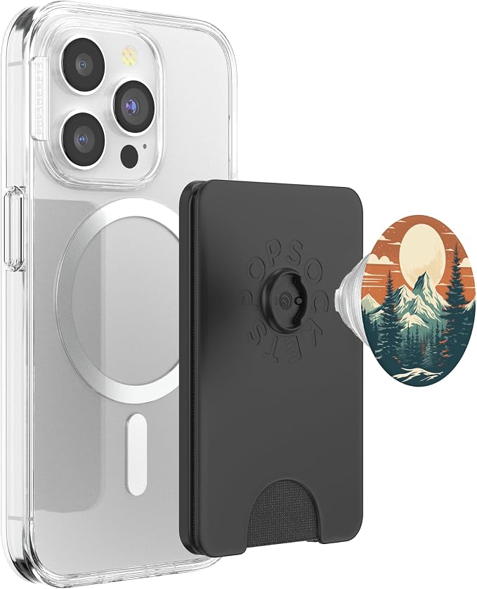 Retro Pine Tree Mountain Scene Forest Nature PopSockets Adhesive PopGrip