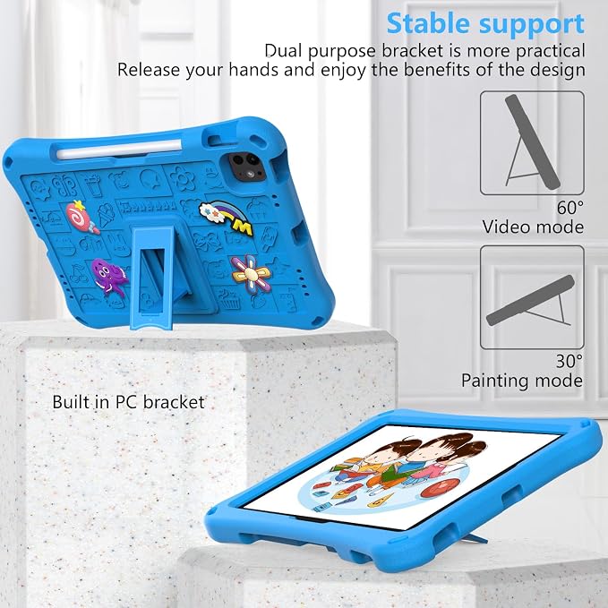 Case for iPad 10.2 Inch 2021/2020/2019/ iPad Pro 10.5 Inch/Air 3rd Gen (2019) Shoulder Strap Kickstand Children Friendly Anti-Scratch Shockproof Case Lightpurple