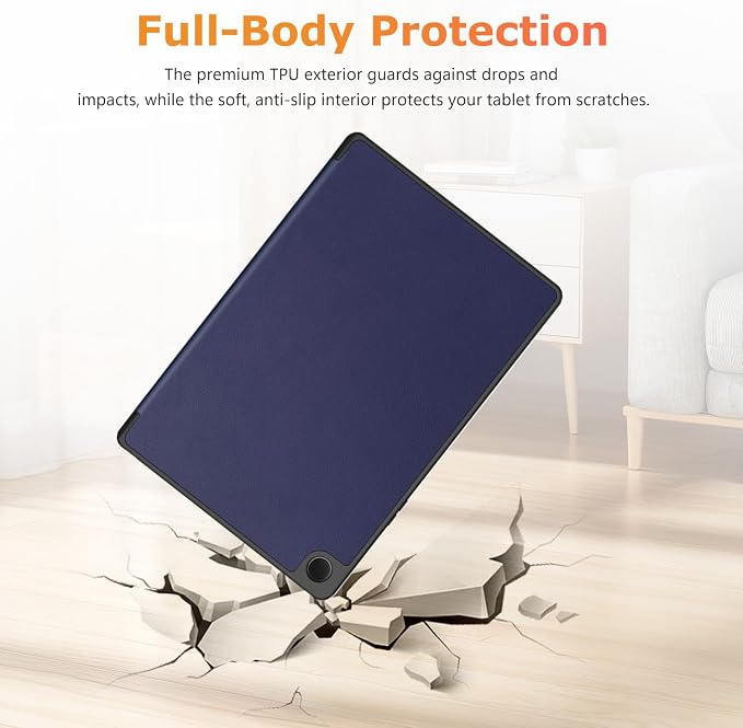 Case for Samsung Galaxy Tab A11/ A9 8.7 inch Tablet – Premium TPU Protective Cover with Folding StandPen Holder SlotAuto Sleep/WakeSlim LightweightShockproof(Dark Blue)