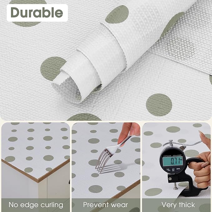 Beautysaid Shelf and Drawer Liner for Kitchen Cabinet, Non Adhesive Non Slip Shelf Paper Waterproof Washable Thickened for Dresser Pantry Shelve Bathroom Protector Liner(Polka Dot,23.6 in x 20 FT)