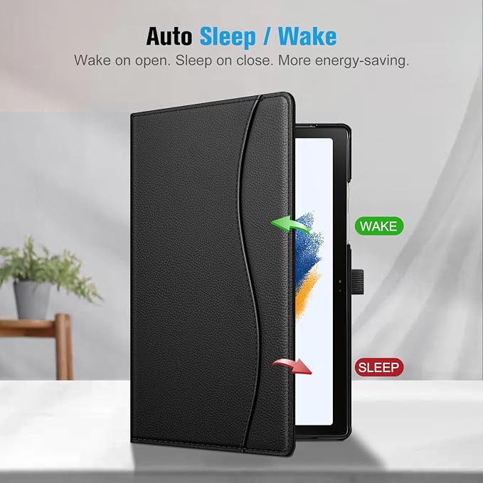Fintie Multi-Angle Viewing Case for Samsung Galaxy Tab A8 10.5 Inch 2022 | Front Card Pocket Smart Stand Back Cover Auto Wake/Sleep Black