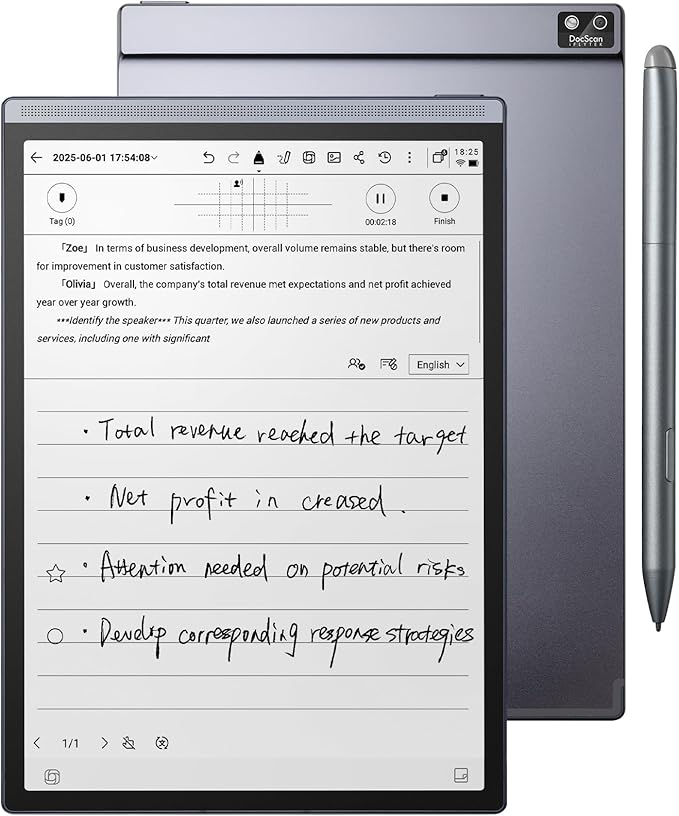 iFLYTEK AINOTE Air2 Black Protective Folio Case for Note-Taking Tablet 8.2 Premium PU Leather Slim&amp Lightweight Durable Cover with a Pen Clip for E-Ink Writing Tablet Water and Dustproof