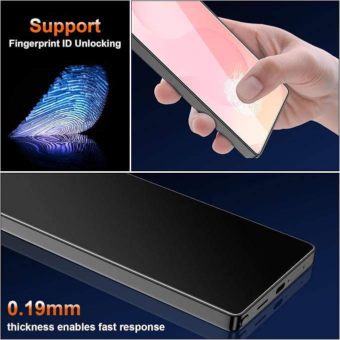 [2+2 Pack] 4 Way 360 ° Matte Privacy Screen Protector for Samsung Galaxy S24 with Camera Lens Protector Fingerprint Sensor Compatible Anti-Glare Full Adhesive Flexible Film (Not Glass)