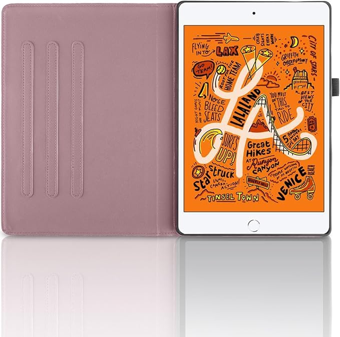 iPad Mini 5 Rotating Case iPad Mini 1/2/3/4/5th Generation Case PU Leather Folio Stand Cover Flip Shell with Pen Holder for Apple iPad Mini 7.9 inch- Black