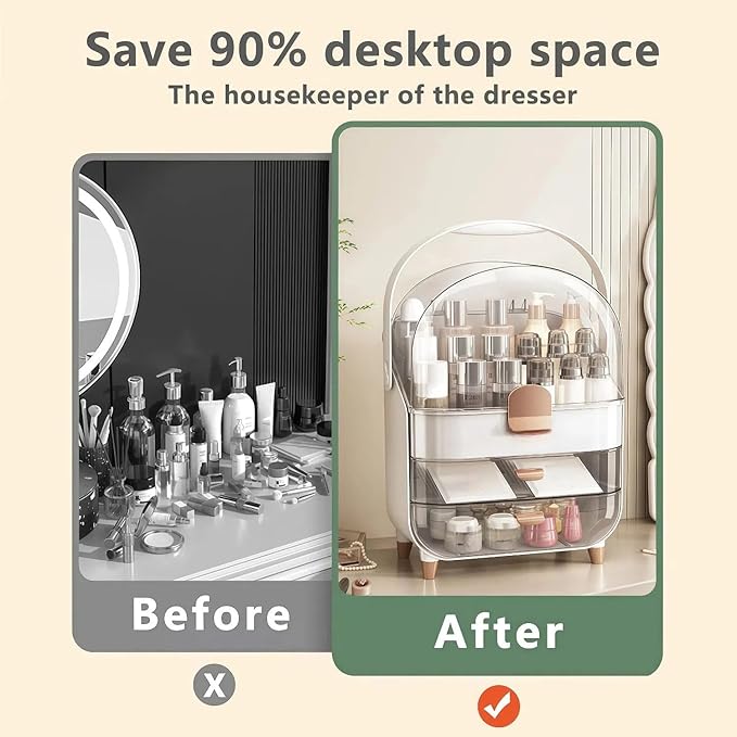 Makeup Organizers for Vanity, Skincare Organizers Cosmetic Display Cases with Transparent Cover, Teen Girls Gift for Bathroom Countertop, Lipstick Organizer
