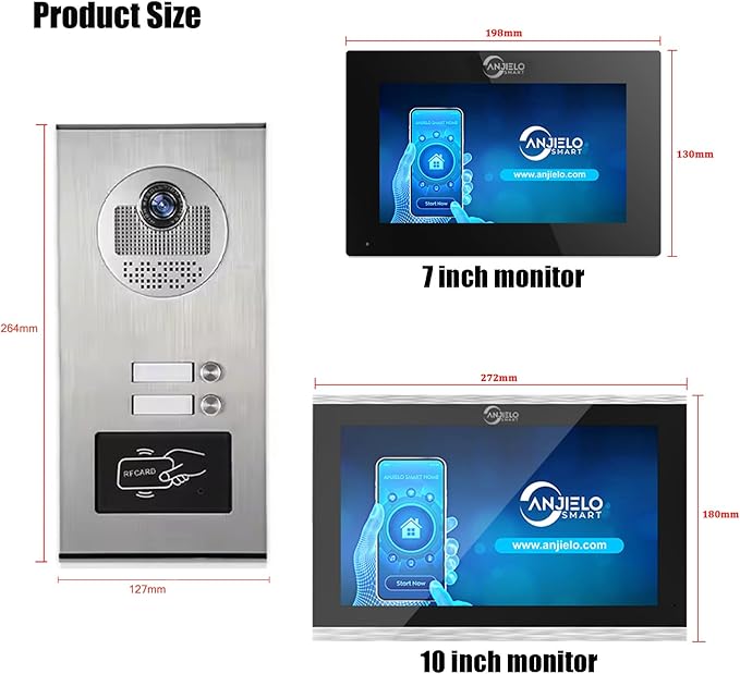 Wired Apartment Video Intercom System,1080P HD Video Doorbell, Compatible with 2 Units 7-inch Touchscreen,Supports Motion Detection,Two-Way Audio,Tuya Smart Home