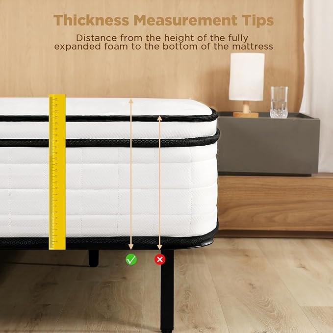 Hybrid Full Size Mattress, 10 Inch-Medium Firm Feel, Mattress in a Box, Individual Pocketed Springs for Motion Isolation, Cooling & Soft Fabric, Pressure & Back Pain Relief, Strong Edge Support