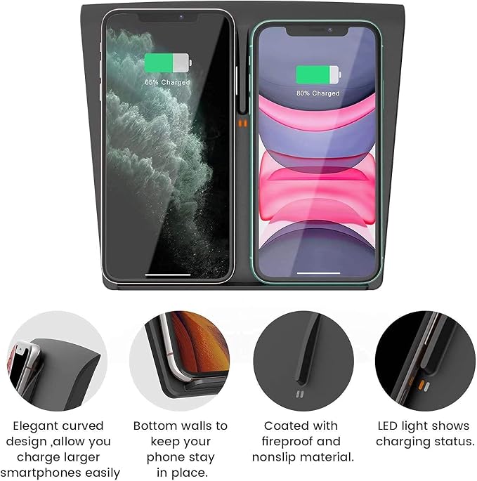 TAPTES Wireless Charger for Tesla Model 3 2020 Version (2017-2020) | Wireless Phone Charging Pad M3 Accessories Center ConsoleBefore Jun 2020 for iPhone 17/16/1Pro/12/Enabled Phones