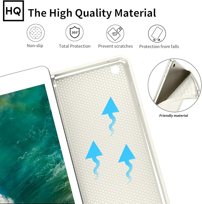 Aoub Case for iPad 9th/8th/7th Generation 10.2 inch Auto Sleep/Wake Slim Lightweight Trifold Stand Smart Cover Soft TPU Back Case with Pencil Holder for iPad 10.2 2021/2020/2019 Black