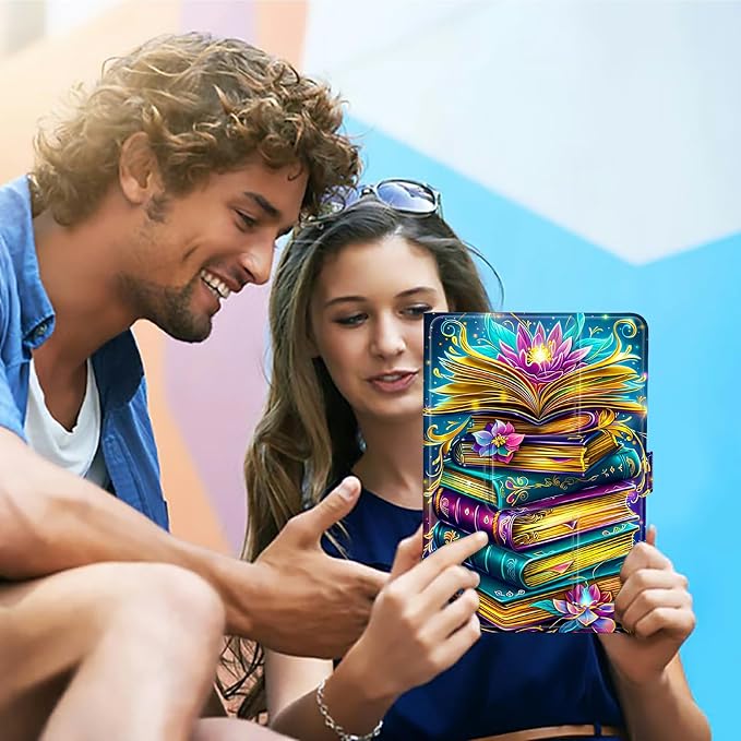 for Walmart Onn 10.1 2024 Onn 10.1 Gen 4 Universal Tablet Case 360 Degree Rotating Kickstand Protective Stand Case with Multiple Viewing PU Leather Shell Case Black Book Cat