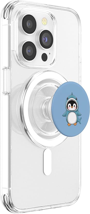 Cute Penguin Dressed As Shark Funny Kawaii Penguin PopSockets PopGrip for MagSafe