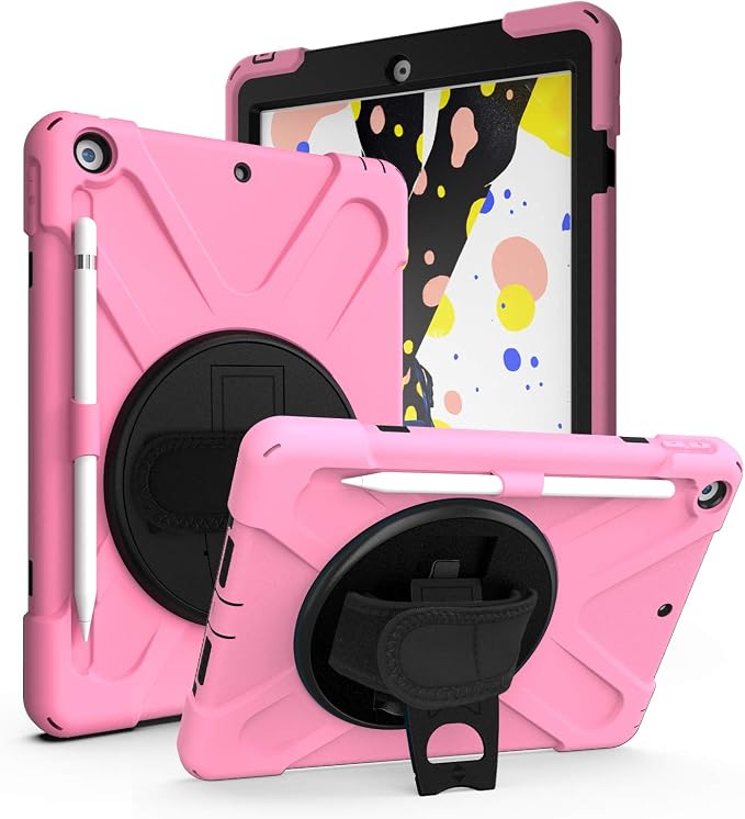 KIQ iPad 10.2 Case 8th/7th Gen Heavy Duty Shockproof Impact Tempered Glass Scratch Resistant Protector Cover for Apple iPad 10.2 2019/2020 [Black]