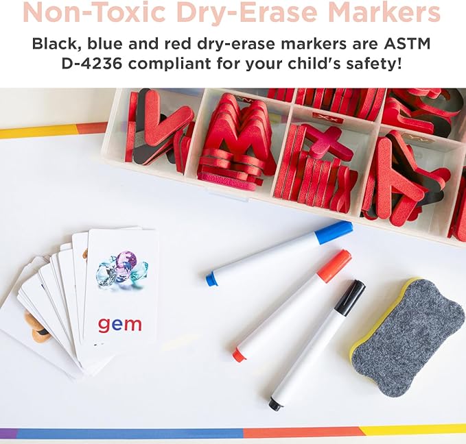 Magnetic Foam Letters for Kids - Classroom Alphabet Letters Kit 284 Pcs with CVC Cards - Montessori ABC Board Magnets